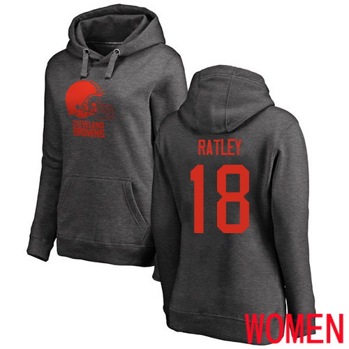 Cleveland Browns Damion Ratley Women Ash Jersey #18 NFL Football One Color Pullover Hoodie Sweatshirt->women nfl jersey->Women Jersey